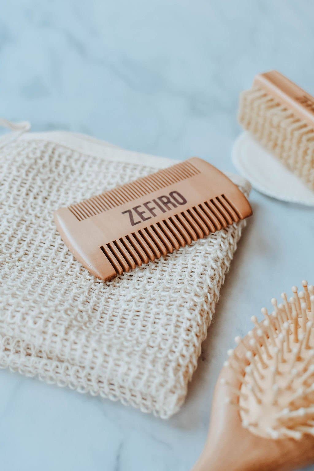 Zefiro Beard Comb, Pear Wood with Fine and Wide Teeth