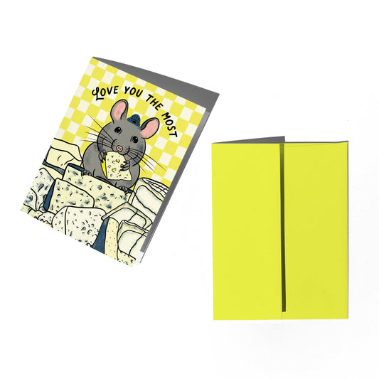 Boss Dotty Paper Co. Cheese Mouse Love Card — A2 Greeting Card