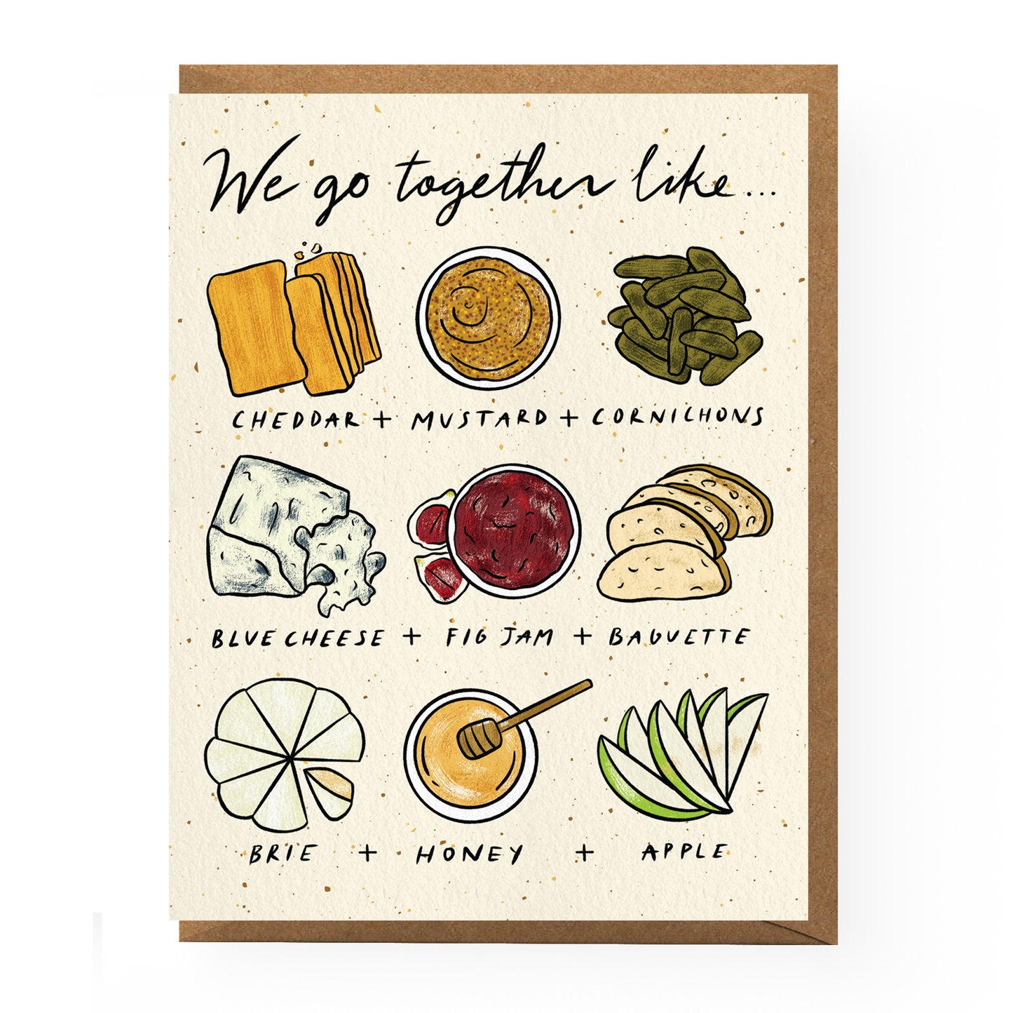 Boss Dotty Paper Co. Cheese Pairing Love Card - A2 Greeting Card
