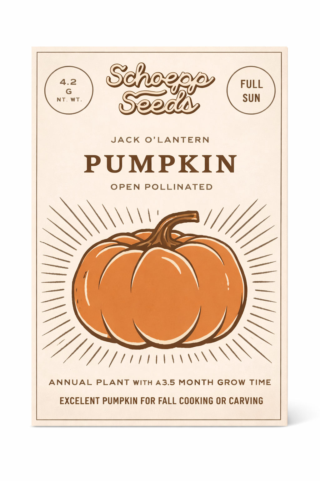 Pumpkin, Heirloom Garden Seed Packets, Jack O' Lantern