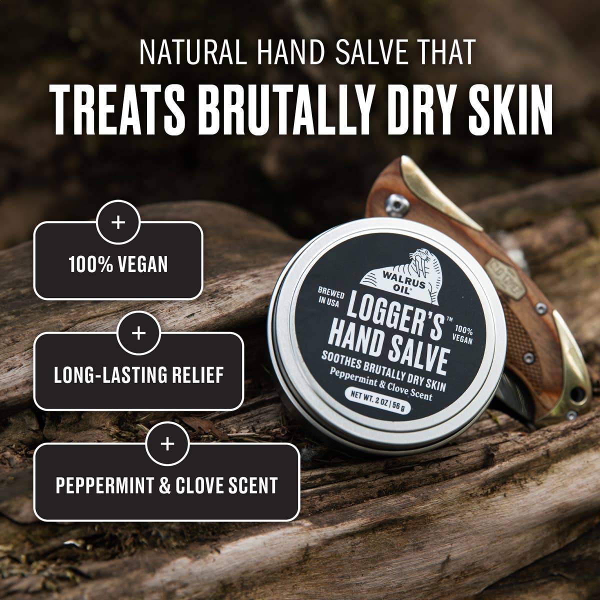 Walrus Oil Logger's Hand Salve 2 oz, Peppermint and Clove