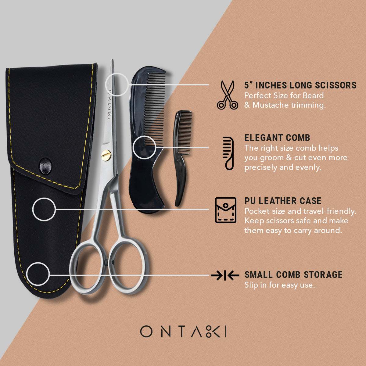 Striking Viking Beard and Mustache Scissors, 5 Inch German Steel Precision Kit