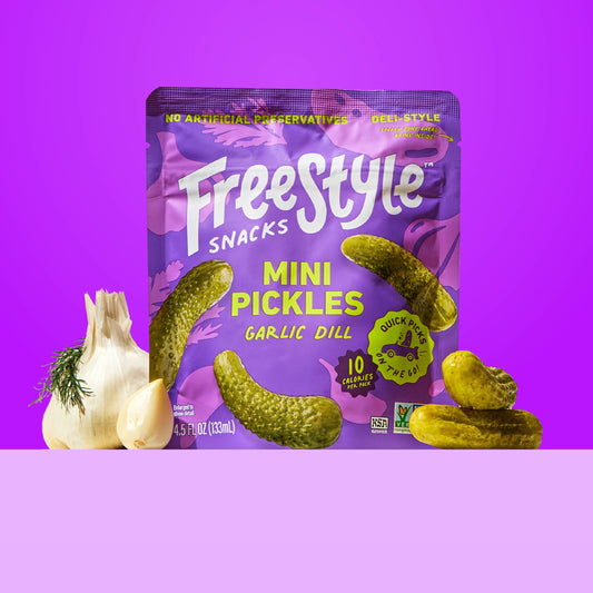 Freestyle Snacks Garlic Dill Mini Pickles 4.5 oz, 6 Pack