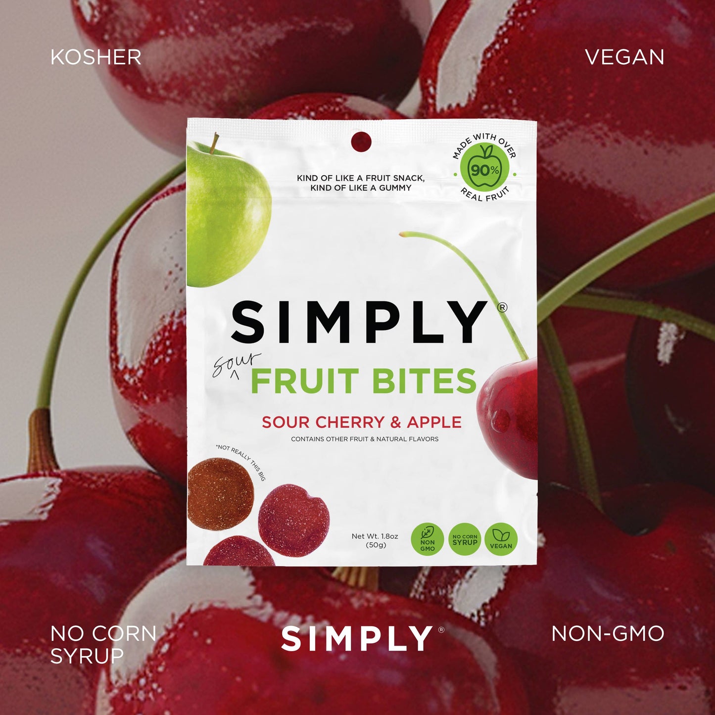 Simply Gum Fruit Bites Sour Cherry and Apple 1.8 oz