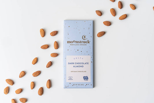Moonstruck Salty Dark Sea Salt Almond Chocolate Bar