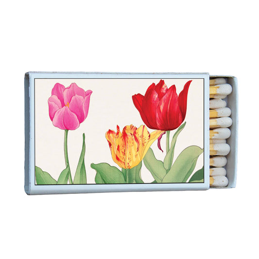 Flowers Tulips Matchbox, Decorative Matches for Candles + Incense