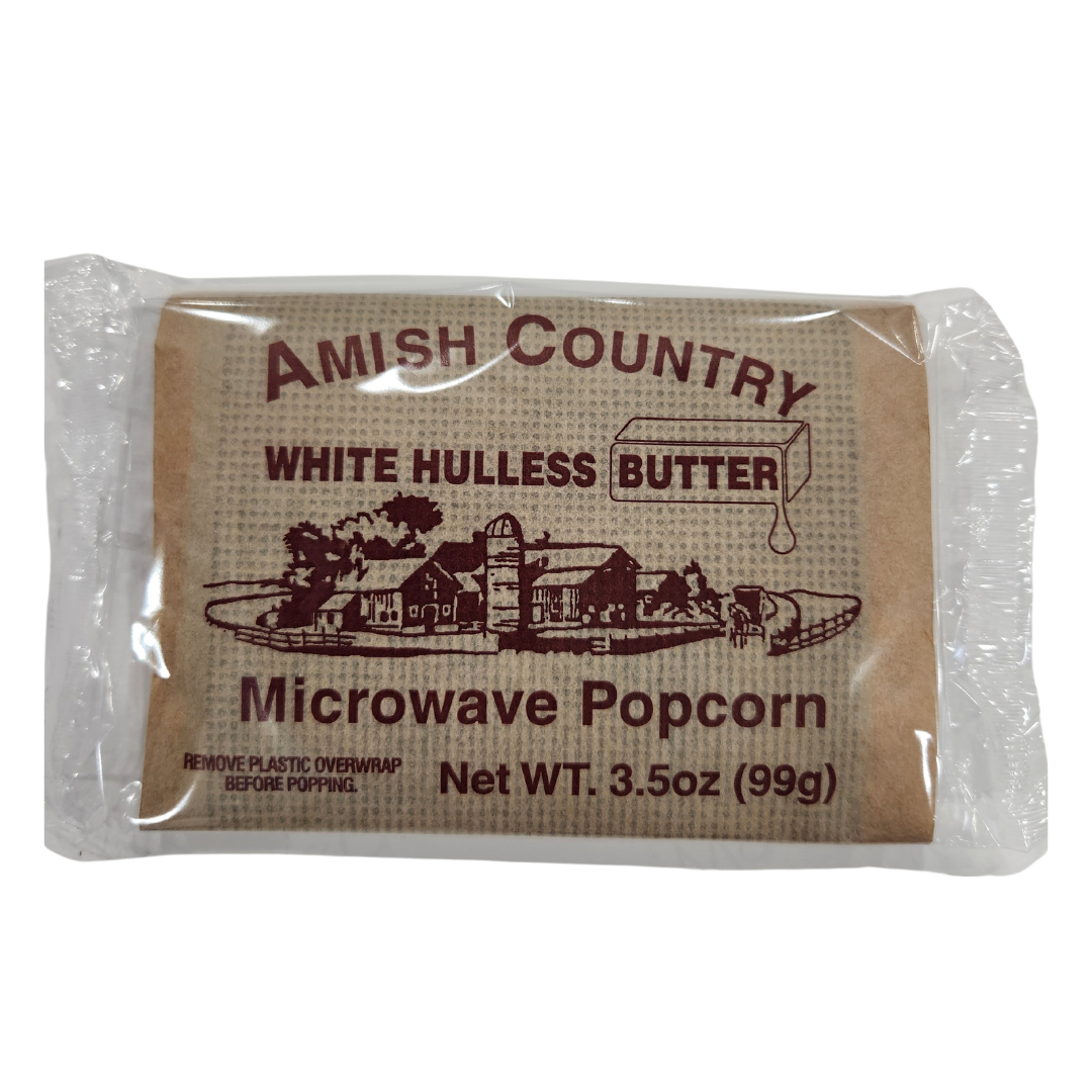 Amish Country Popcorn Buttery White Hulless Microwave Popcorn 3-Pack