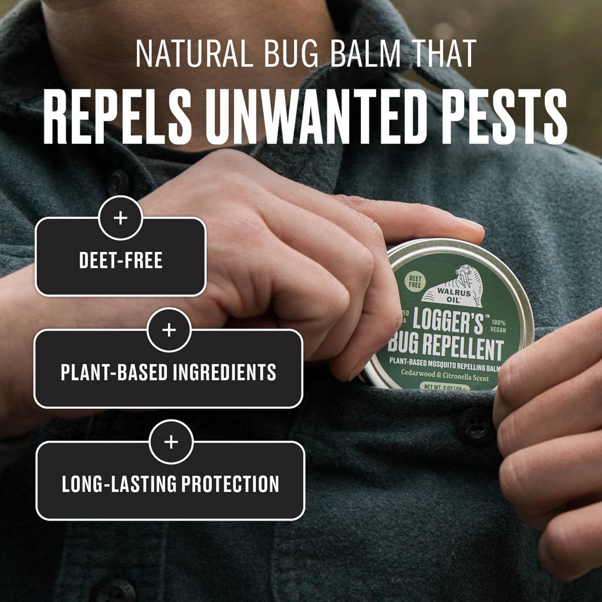 Walrus Oil Logger's Bug Repellent, DEET-Free Plant-Based