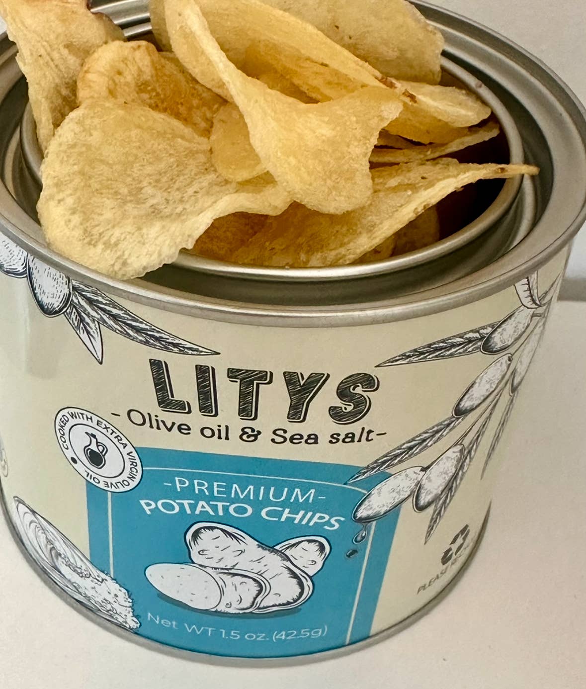 Lityś Olive Oil & Sea Salt Potato Chips - 1.5 oz Tin