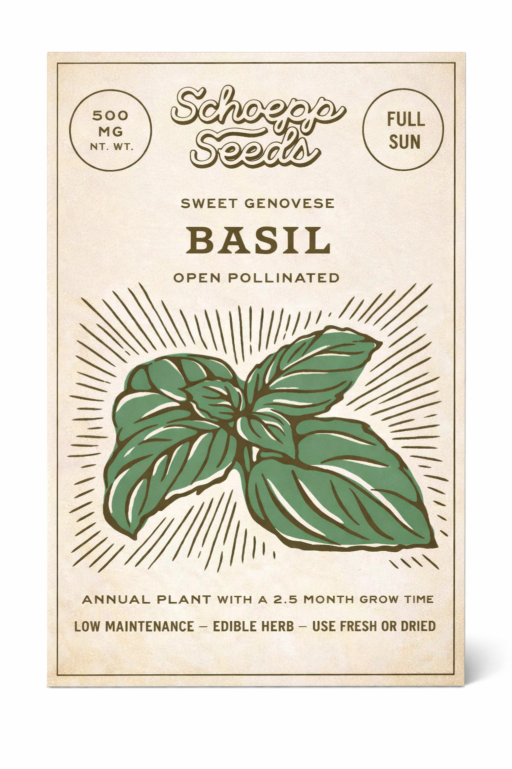 Basil, Genovese Sweet Heirloom Herb Seed Packets
