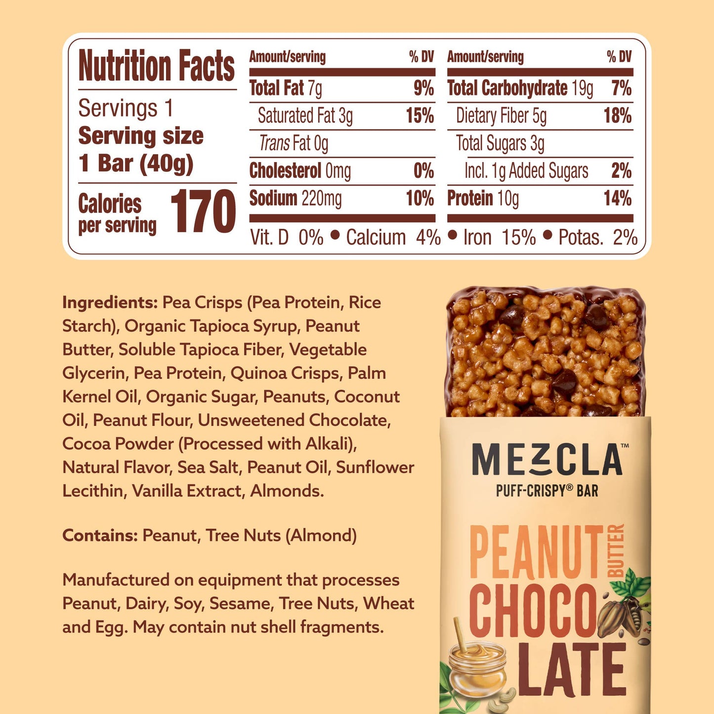 Mezcla Peanut Butter Chocolate Puff Crispy Protein Bar