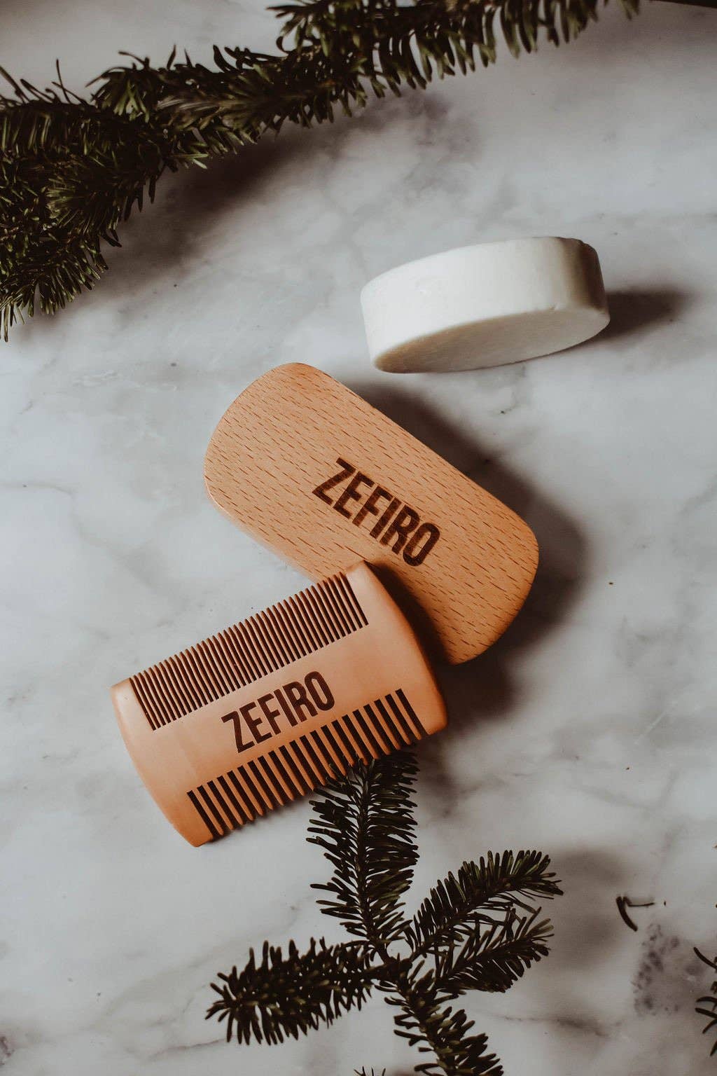 Zefiro Beard Comb, Pear Wood with Fine and Wide Teeth