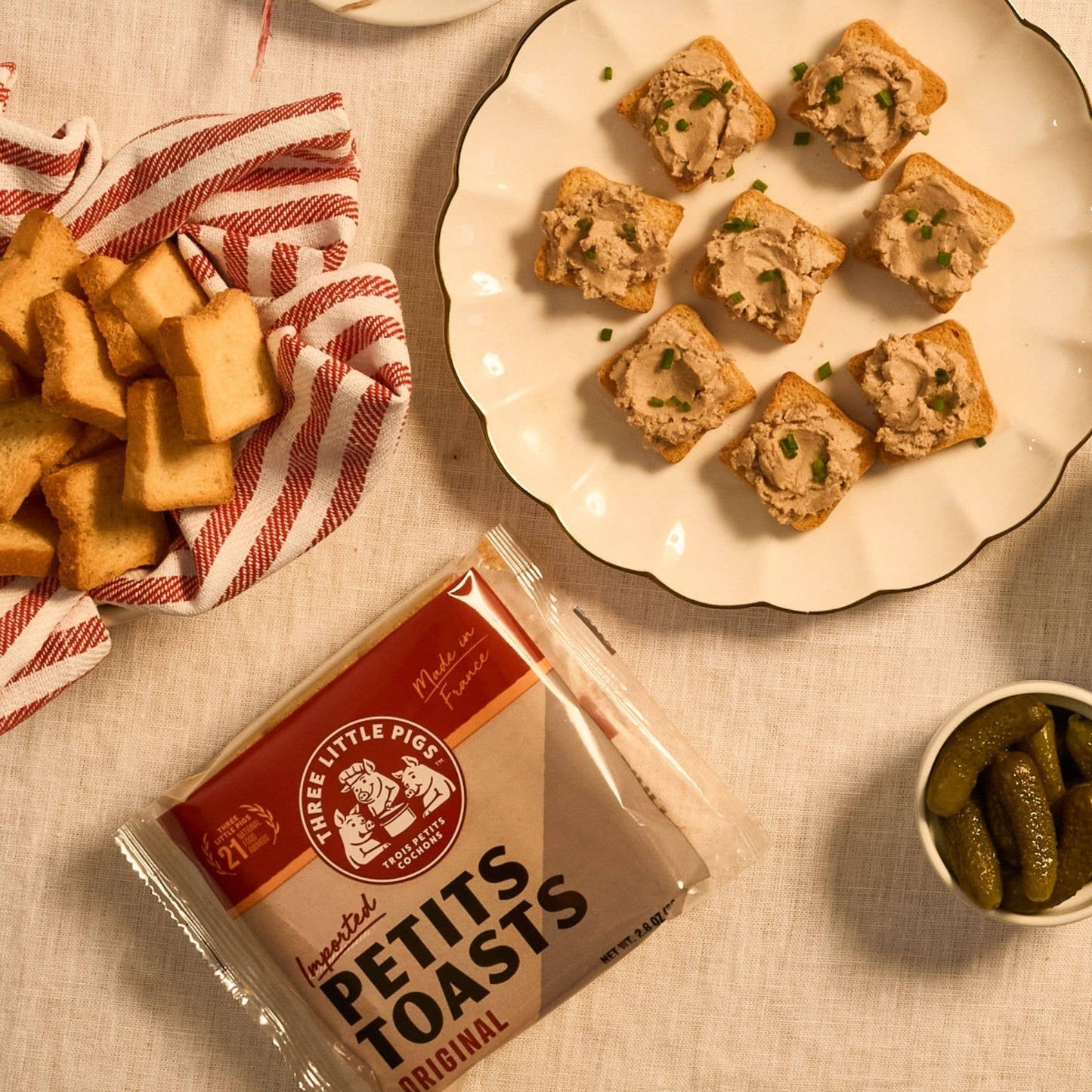 Three Little Pigs Petits Toasts - French Crackers for Charcuterie