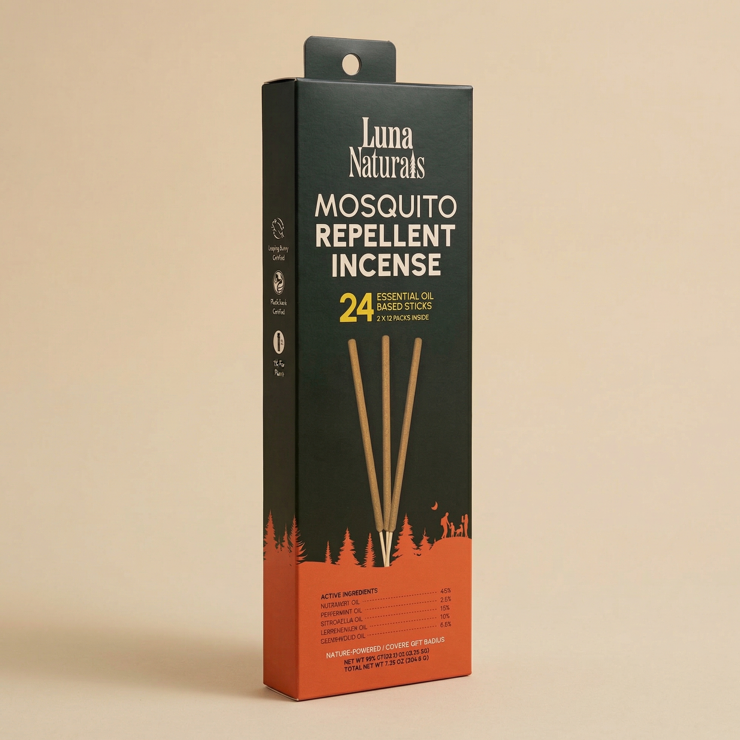 Mosquito Repellent Incense Sticks by Luna Naturals, 24 Pack