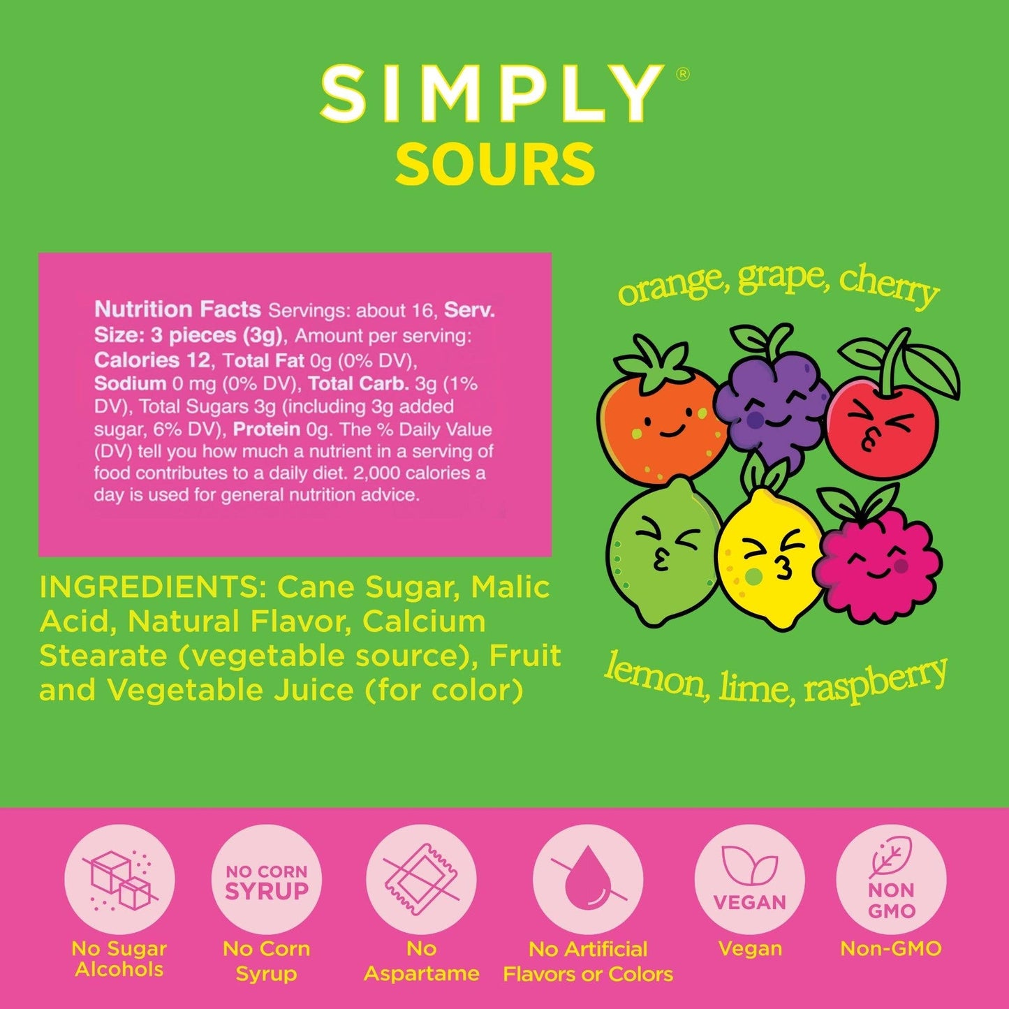 Simply Gum Simply Sours Citrus Berry Hard Candy Tins 1.8 oz, 6 Pack