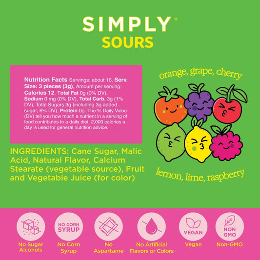 Simply Gum Simply Sours Citrus Berry Hard Candy Tins 1.8 oz, 6 Pack
