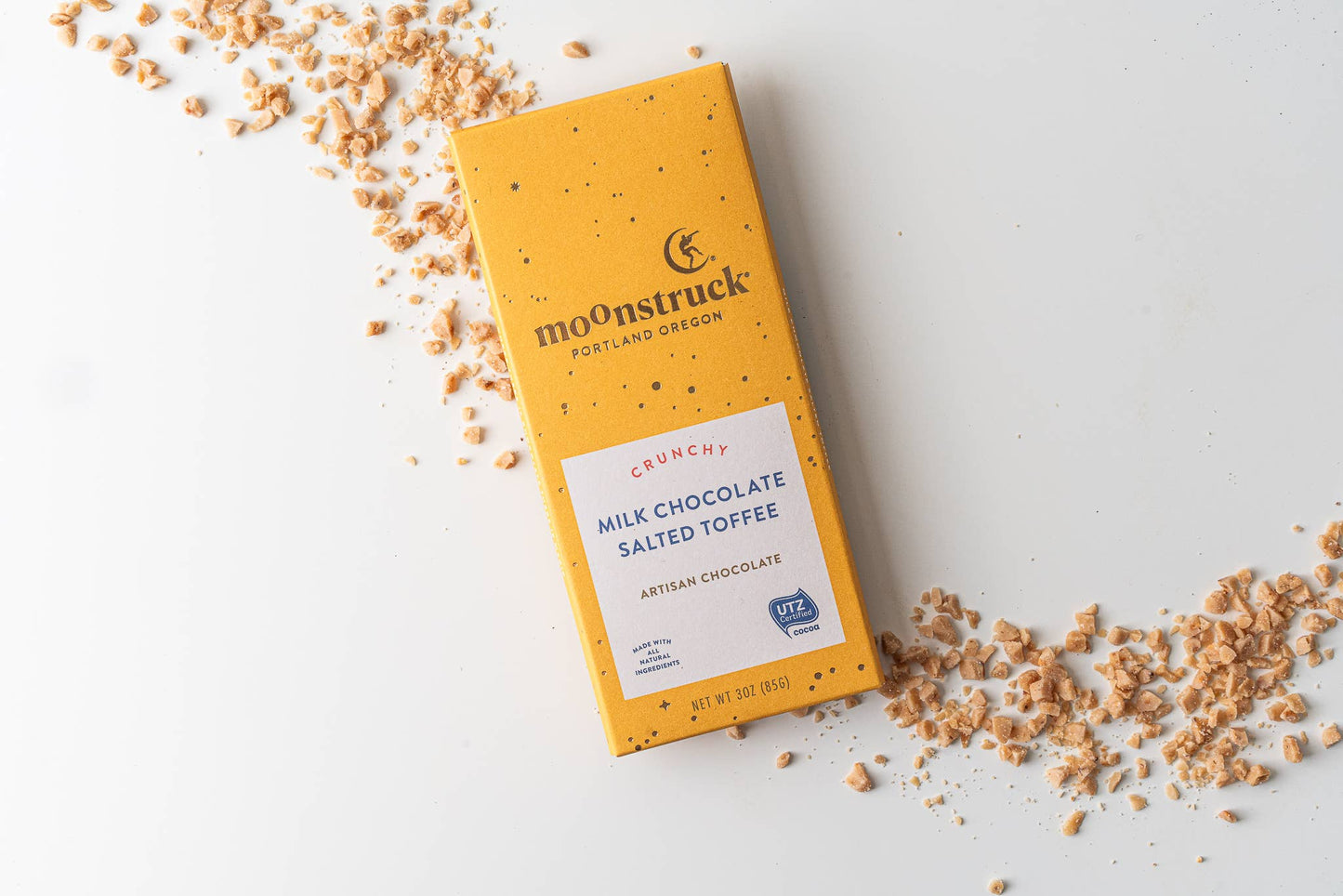Moonstruck Crunchy Milk Salted Toffee Chocolate Bar