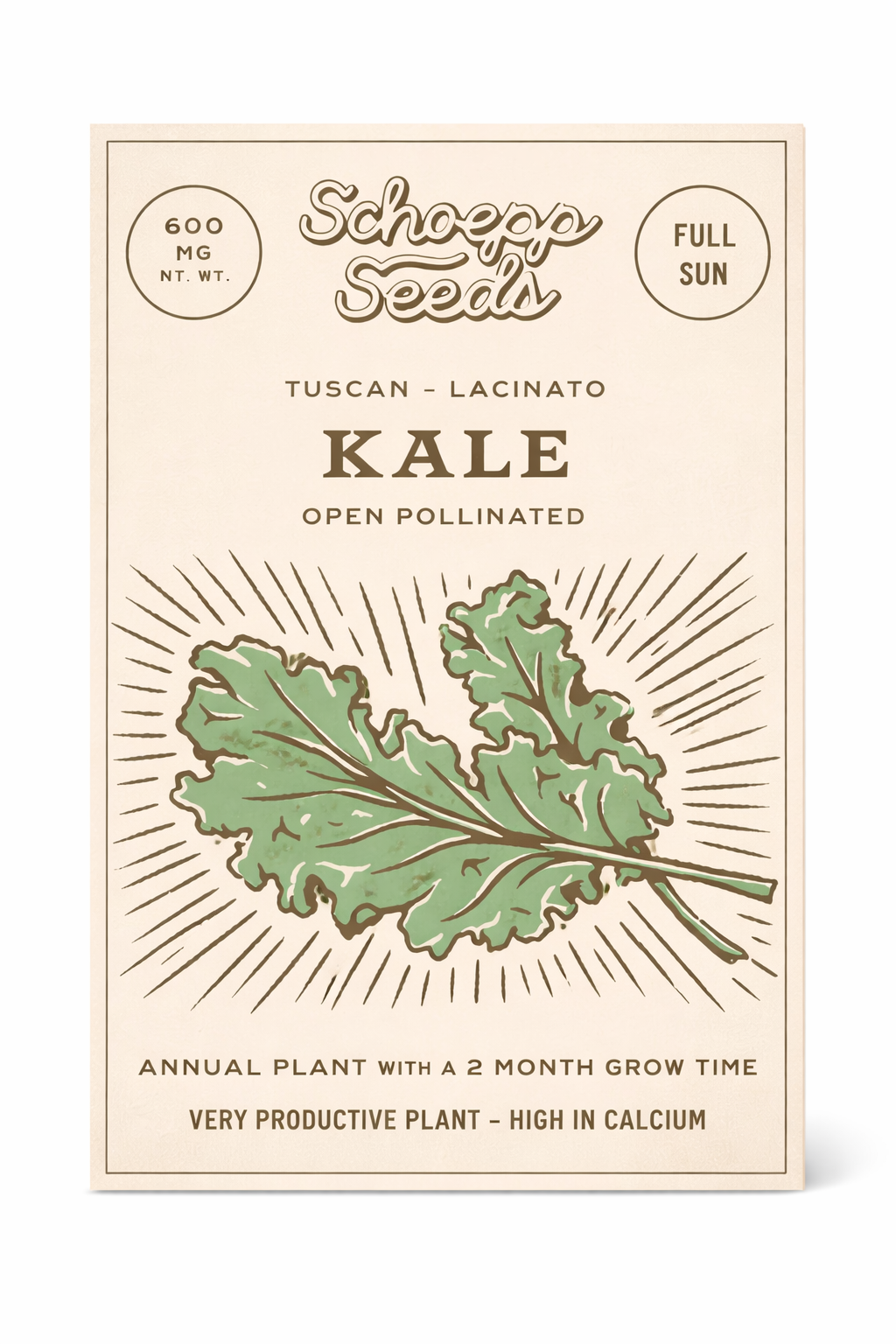 Kale, Lacinato Heirloom Garden Seed Packets, Dinosaur Kale