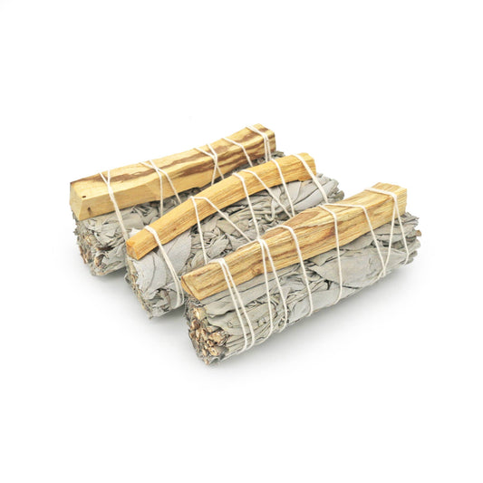 White Sage + Palo Santo Smudge Stick | 4 Inch Hand-Tied Bundle