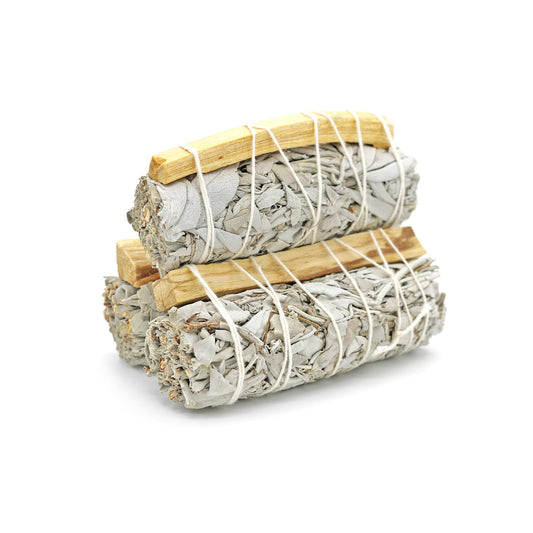 White Sage + Palo Santo Smudge Stick | 4 Inch Hand-Tied Bundle