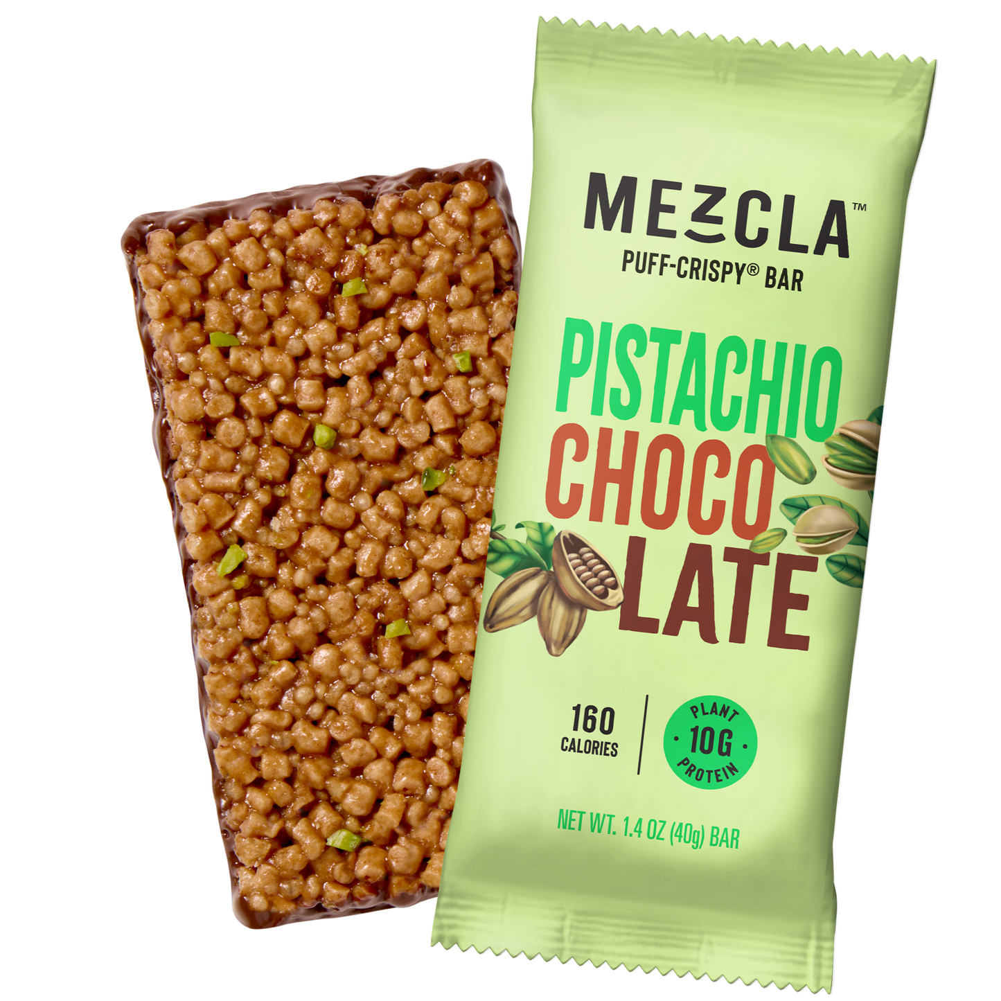 Mezcla Pistachio Chocolate Puff Crispy Protein Bar