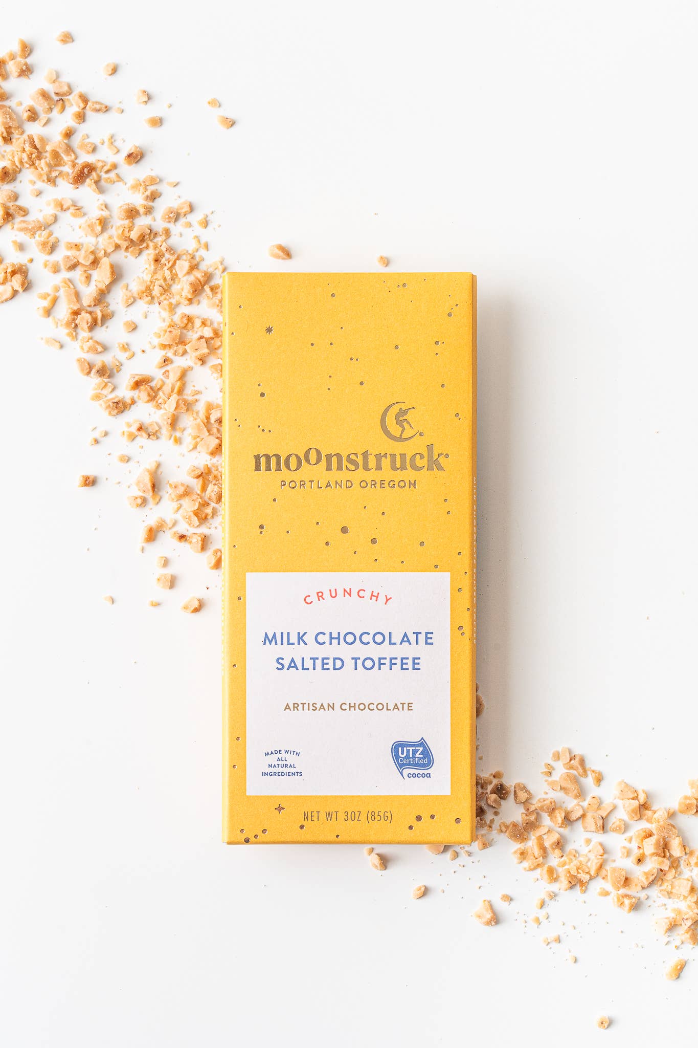 Moonstruck Crunchy Milk Salted Toffee Chocolate Bar