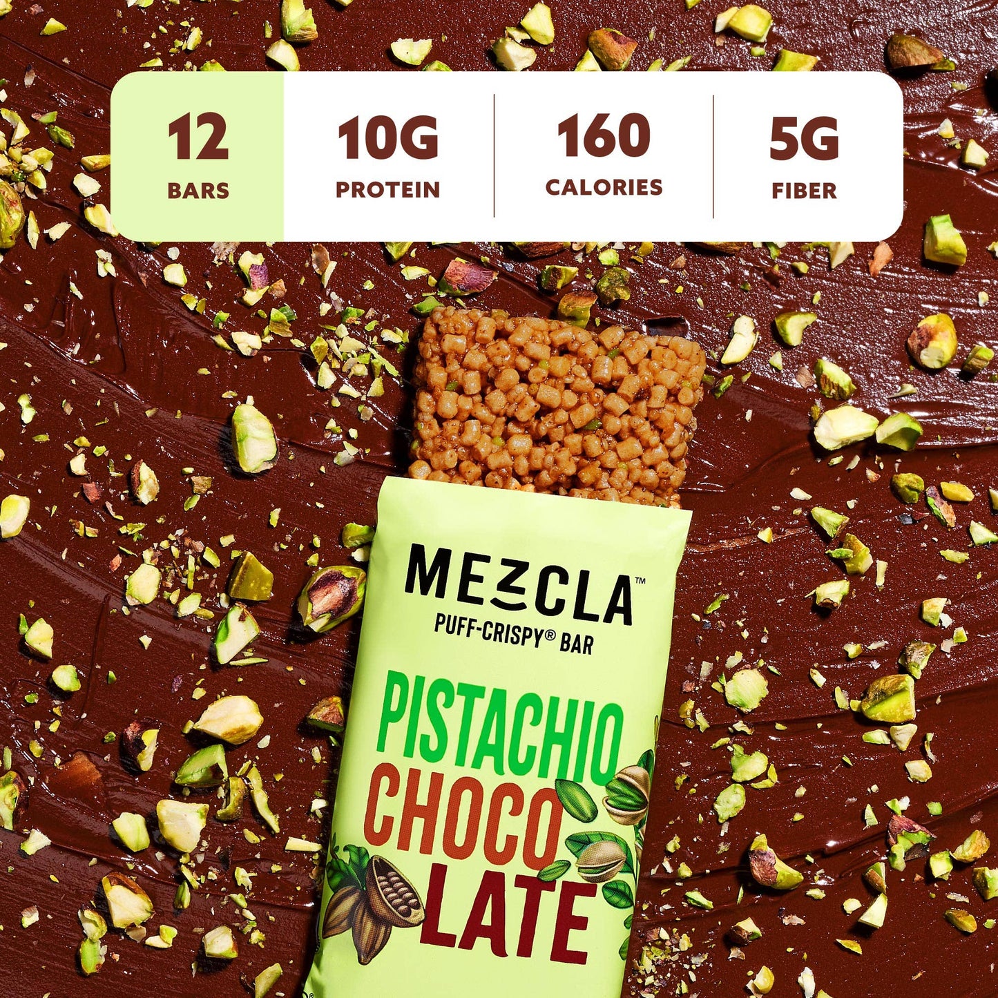 Mezcla Pistachio Chocolate Puff Crispy Protein Bar