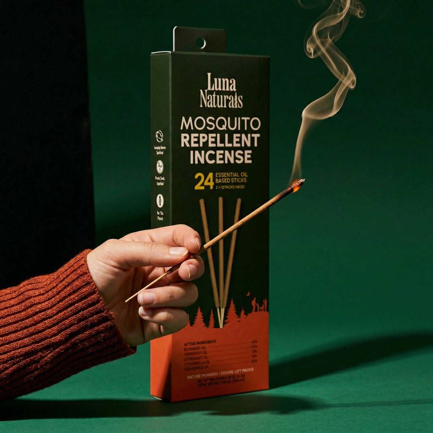 Mosquito Repellent Incense Sticks by Luna Naturals, 24 Pack