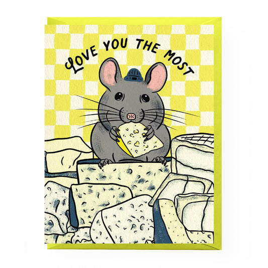 Boss Dotty Paper Co. Cheese Mouse Love Card — A2 Greeting Card