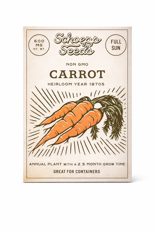 Carrot, Half Long Heirloom Garden Seed Packets, 1870 Variety