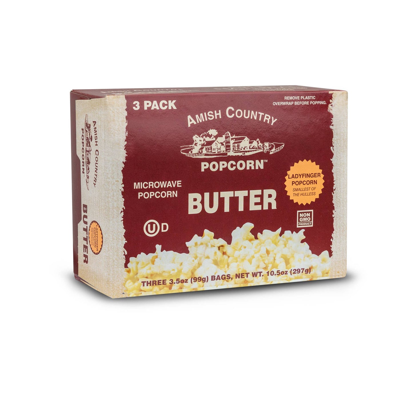 Amish Country Popcorn Butter Ladyfinger Microwave Popcorn 3-Pack