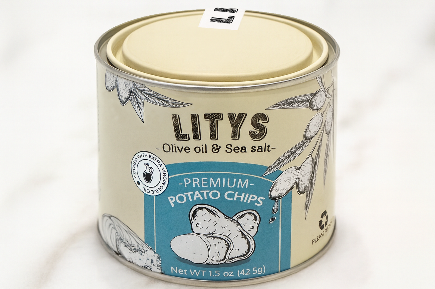 Lityś Olive Oil & Sea Salt Potato Chips - 1.5 oz Tin