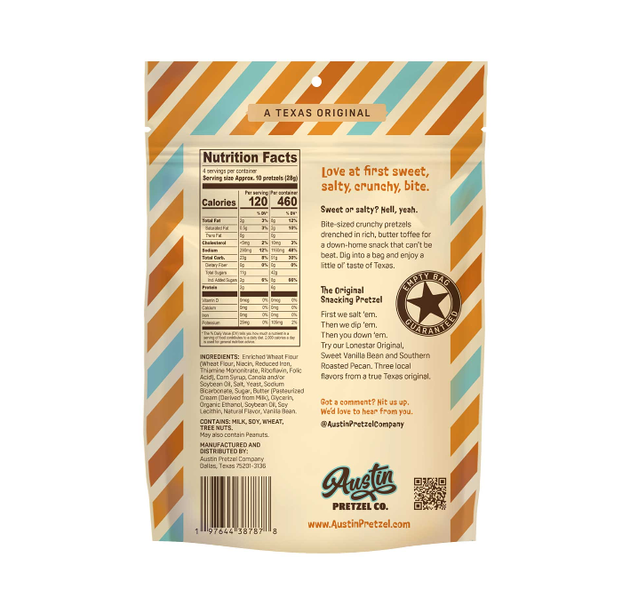 Austin Pretzel Company Sweet Vanilla Bean Pretzels - 4 oz