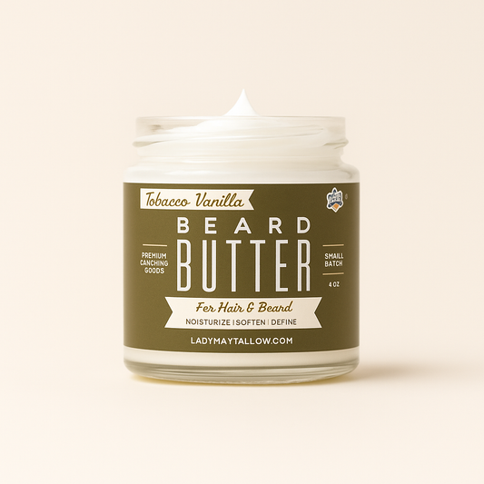 Tallow Man Tobacco Vanilla Beard and Body Butter by Lady May Tallow 9 oz